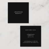 洗練さミニマルエレガントれた黒お洒落 スクエア名刺 (正面/裏面)