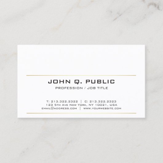 洗練さモダンれたプお洒落ラン金ゴールドストライプ 名刺 (正面)