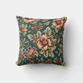 洗練イタリアンされた赤いバラとゴールデン葉 クッション