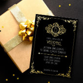 洗練エレガントされたアールデコブラック金ゴールド結婚ズ 箔招待状