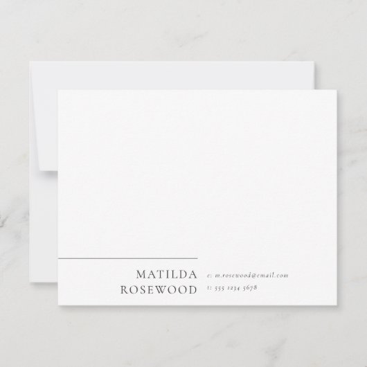 洗練エレガントされたクラシックミニマリストホワイト ノートカード (正面)