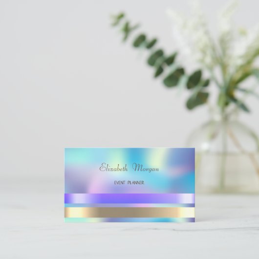 洗練エレガントされたシックなホログラフィモダンック 名刺 (スタンド正面)