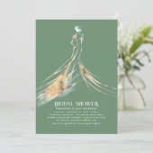 洗練エレガントされたセージ緑のブライダルシャワー 招待状 (スタンド正面)