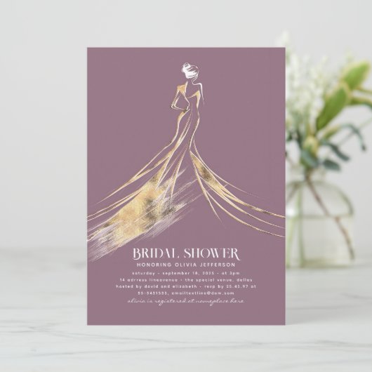 洗練エレガントされたソフトマウーブブライダルシャワー 招待状 (スタンド正面)