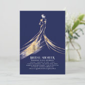 洗練エレガントされたネイビーブルーブライダルシャワー 招待状 (スタンド正面)