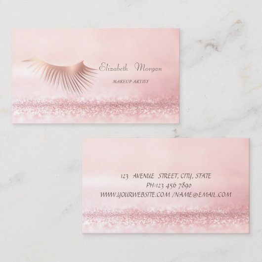 洗練エレガントされたピモダンンク《写真》ぼけ味の点滅 名刺 (正面/裏面)