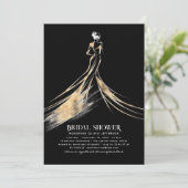 洗練エレガントされたブラックと金ゴールドブライダルシャワー 招待状 (スタンド正面)