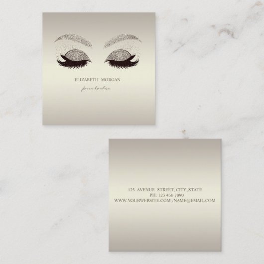 洗練エレガントされたモダングリッターフェイクフラッシュ スクエア名刺 (正面/裏面)