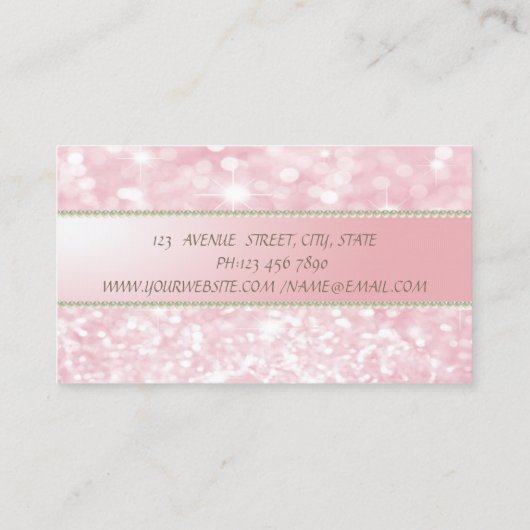 洗練エレガントされたモダングリッター《写真》ぼけ味、真珠 名刺 (裏面)