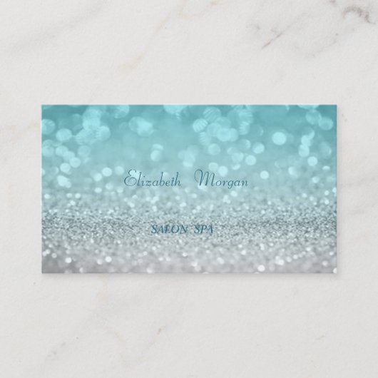 洗練エレガントされたモダンブルーグリッター《写真》ぼけ味 名刺 (正面)