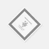 洗練エレガントされた白黒結婚の スタンダードカクテルナプキン (角)