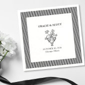 洗練エレガントされた白黒結婚の スタンダードカクテルナプキン