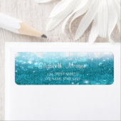 洗練エレガントされたBlue GlIttery《写真》ぼけ味アドレス ラベル (インサイチュ)