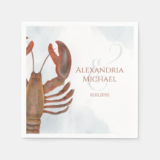 洗練エレガントモダンされたシーフードロブスター スタンダードカクテルナプキン (正面)