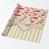 洗練ガーリー,ストライプの，弓，ハート ラッピングペーパー (アンロールド)