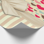 洗練ガーリー,ストライプの，弓，ハート ラッピングペーパー (角)