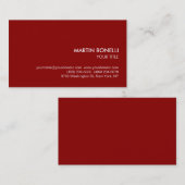 洗練スタイリッシュされたダークレッドの名刺 名刺 (正面/裏面)