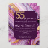 洗練スペインのされたアゲート55th誕生日パーティー 招待状 (正面/裏面)