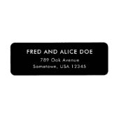 洗練ミニマルされたブラック結婚の差出人住所 ラベル (正面)