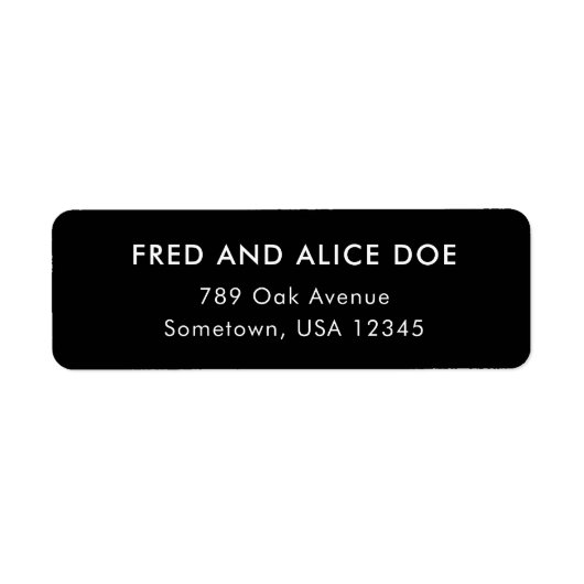 洗練ミニマルされたブラック結婚の差出人住所 ラベル (正面)