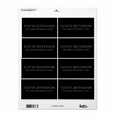 洗練ミニマルされた |ブラック差出人住所 ラベル (フルシート)