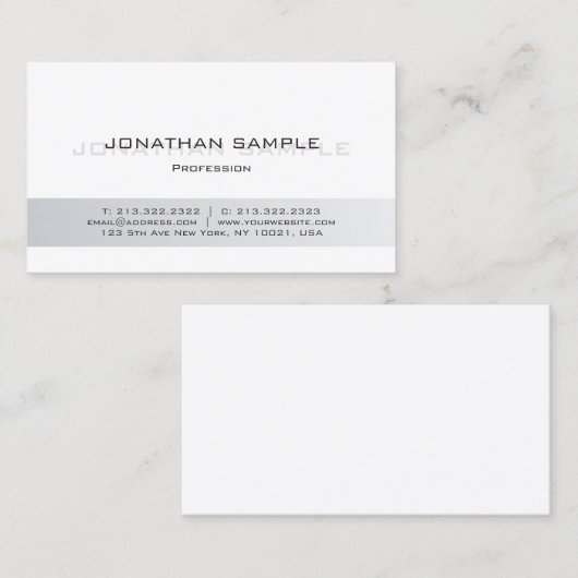 洗練モダンされたシルバーホワイト平野トレンディー 名刺 (正面/裏面)