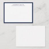 洗練モダンされたネイビーブルーラインクラシックミニマリスト ノートカード (正面/裏面)