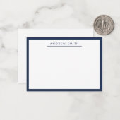 洗練モダンされたネイビーブルーラインクラシックミニマリスト ノートカード (正面/裏面インサイチュ)