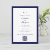 洗練モダンされたネイビーブルーQRコー結婚ド 招待状 (スタンド正面)