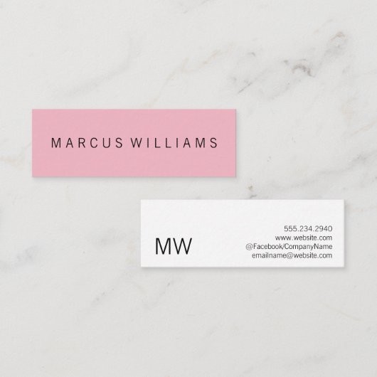 洗練モダンされたピンク スキニー名刺 (正面/裏面)