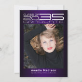 洗練モダンされた未来的な写真卒業 案内状 (正面)