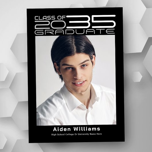 洗練モダンされた未来的な写真卒業 案内状