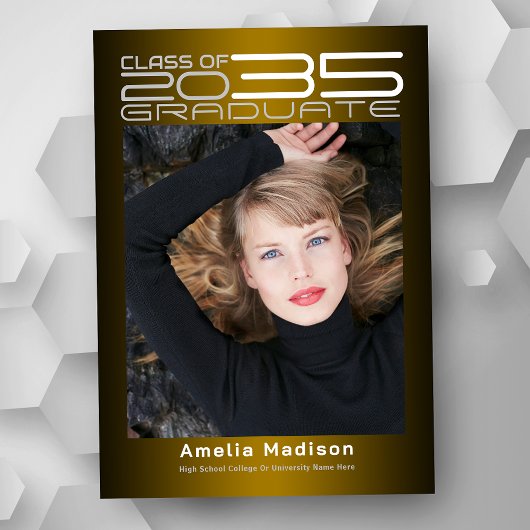 洗練モダンされた未来的な写真卒業 案内状