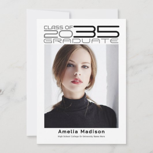洗練モダンされた未来的な写真卒業 案内状 (正面)