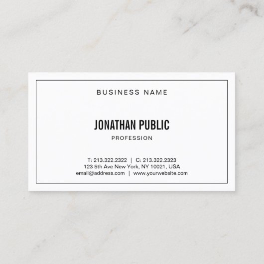 洗練モダンされた白黒エレガントシンプル 名刺 (裏面)