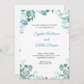 洗練モダンされた緑に囲まれた白結婚色 招待状 (正面/裏面)