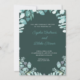 洗練モダンされた緑に囲まれた結婚緑 招待状