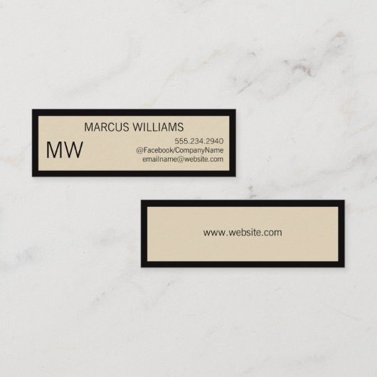 洗練モダン/ベージュ縁ど スキニー名刺 (正面/裏面)