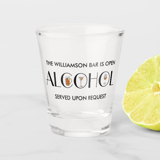 洗練ユニークされたビールワインマルティーニネームブラック ショットグラス (正面)