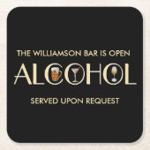 洗練ユニークされたビールワインマルティーニ名 スクエアペーパーコースター (正面)