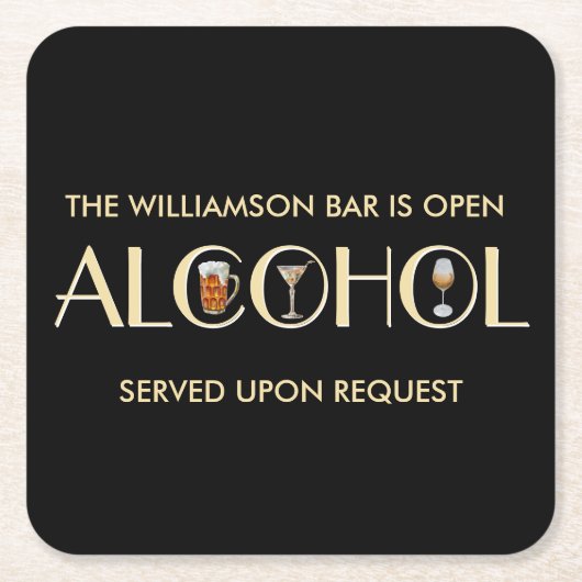 洗練ユニークされたビールワインマルティーニ名 スクエアペーパーコースター (正面)