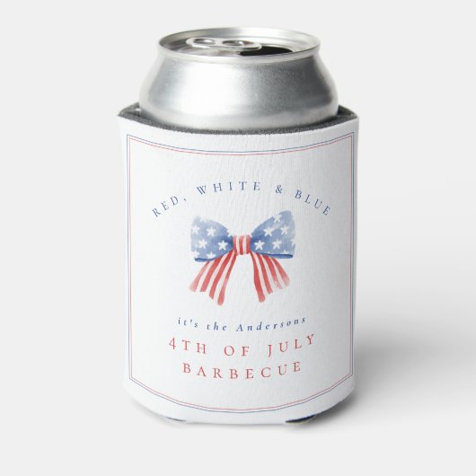 洗練名門私立校風のされたUSAボウ – 7月4日BBQ 缶クーラー (缶裏面)