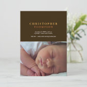 洗練無地のされた茶色の黄色のベビー誕生 案内状 (スタンド正面)