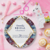 洗練素晴らしされた宝石のトーンを使用した青い赤い牡丹 ペーパープレート (パーティー)