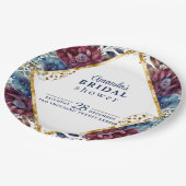 洗練素晴らしされた宝石のトーンを使用した青い赤い牡丹 ペーパープレート (アングル)