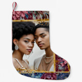 洗練素晴らしされた宝石トーン牡丹クリスマス スモールクリスマスストッキング (正面)