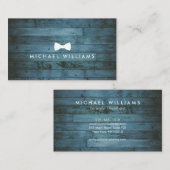 洗練素朴されたメンズボウタイロゴブルーウッド 名刺 (正面/裏面)