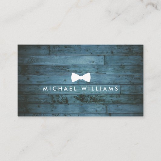 洗練素朴されたメンズボウタイロゴブルーウッド 名刺 (正面)