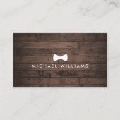 洗練素朴された男性の弓タイのロゴ茶色の木材 名刺 (正面)