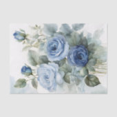 洗練芸術的された水彩青バラ 薄葉紙 (正面)